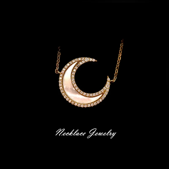 NEW 14k Gold Sea Shell Crescent Moon Necklace π - Picture 7 of 16